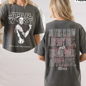 Vintage Padme Amidala Star Wars Front & Back Print T Shirt | Attack of the Clones shirt Anakin Padme shirt Star Wars Logo Tee Queen Amidala