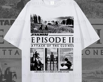 Oversized Attack of The Clones T Shirt Anakin and Padme Star Wars Movie Poster Shirt Disney World Trip Star Wars Prequel Fan Gift T Shirt