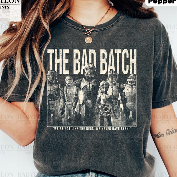 Camiseta Vintage Bad Batch | Camiseta Star Wars, Hunter Star Wars, Wrecker, Omega, Echo, Tech, Moletom Bad Batch, Camiseta Star Wars Disney