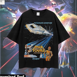 Oversized Star Tours Shirt Star Wars Ride Shirt Disneyland Shirts Y2k Disney Shirt Star Wars Shirt Retro Star Tours Disneyland Matching Tees