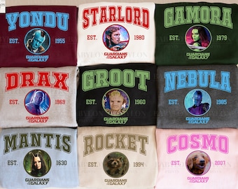 Guardians of the Galaxy Character Group T Shirts, Sweatshirts, Hoodie | Starlord Shirt, Gamora Nebula, Mantis, Rocket Groot, Cosmic Rewind