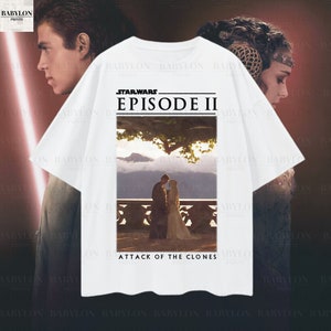 Överdimensionerad Attack of the Clones-tröja Star Wars-filmaffisch-tröja Anakin Skywalker Padme Amidala Disney World-tröja Star War-fangåva