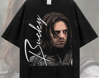 Oversized BUCKY BARNES T Shirt, Bucky Barnes Vintage Shirt, Bucky Barnes Portrait T Shirt, Bucky Barnes Bootleg Tee, The Winter Soldier 1917