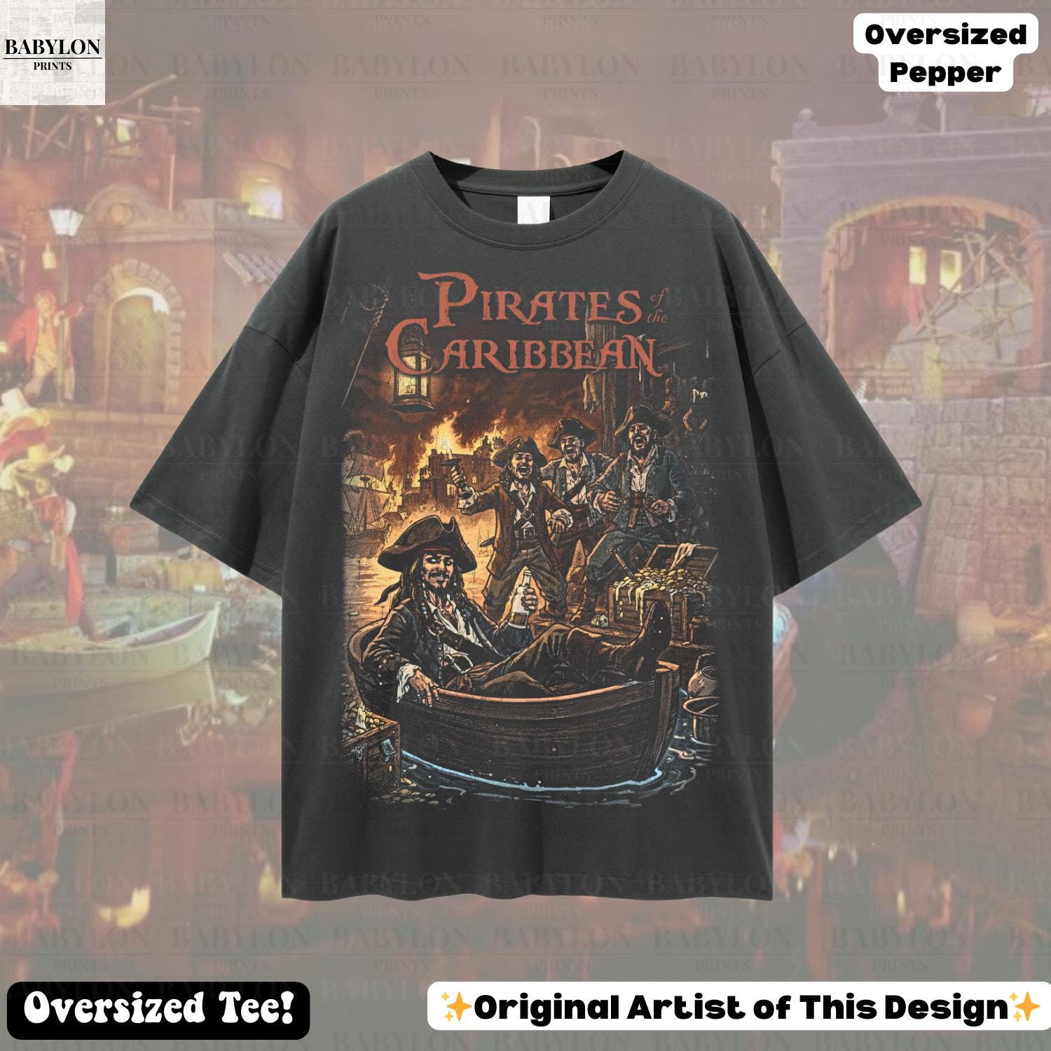 希少 XL 00's Pirates of the Caribbean Tシャツ Oversized Pirates of the Caribbean T-shirt: Disneyworld Ride Tee