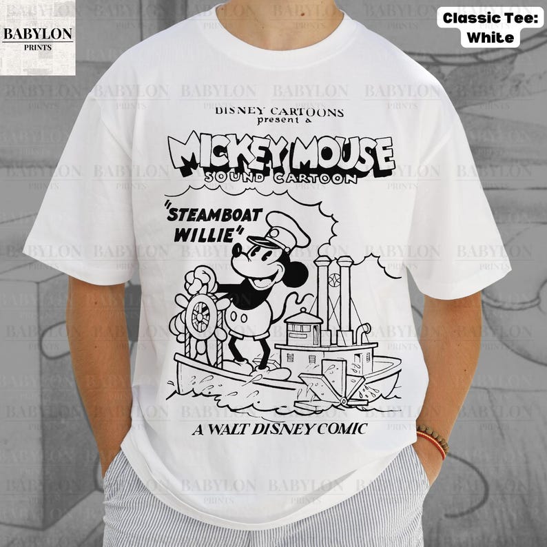 Stor Steamboat Willie-skjorta: Retro Disney Musse Pigg tecknad t-shirt Magic Kingdom T-shirt Steamboat Musse Pigg-skjorta Disneyland-skjorta bild 9