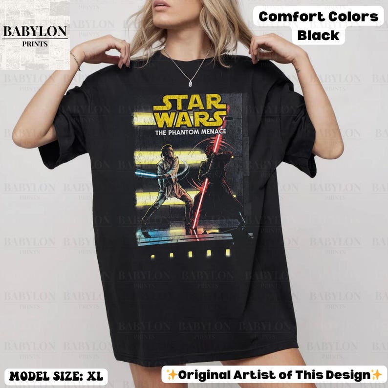 Camiseta de Star Wars: La amenaza fantasma: camiseta de Obi-Wan Kenobi vs. Darth Maul, sudadera de Kenobi, sudadera con capucha de Darth Maul, regalos de Disneyworld Star Wars imagen 13