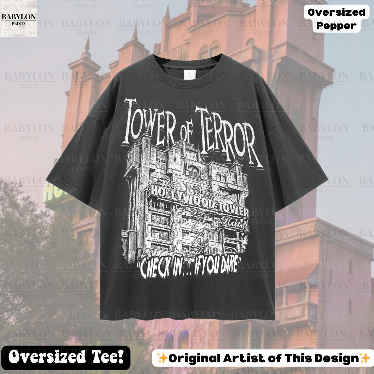 Oversized Tower of Terror Shirt: Disney Rides Shirt, Disneyworld