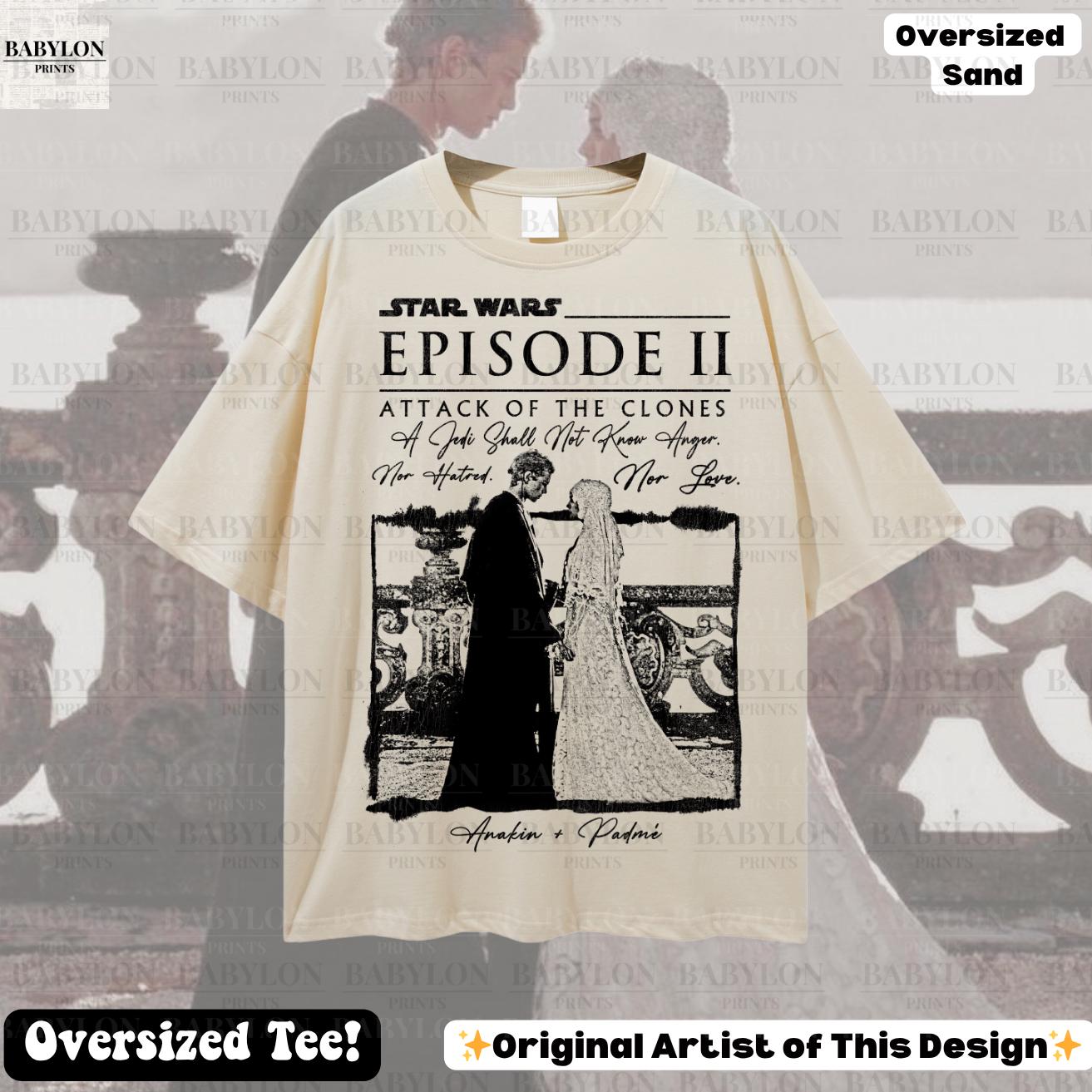 Oversized Attack of the Clones Shirt Star Wars Padme & Anakin
