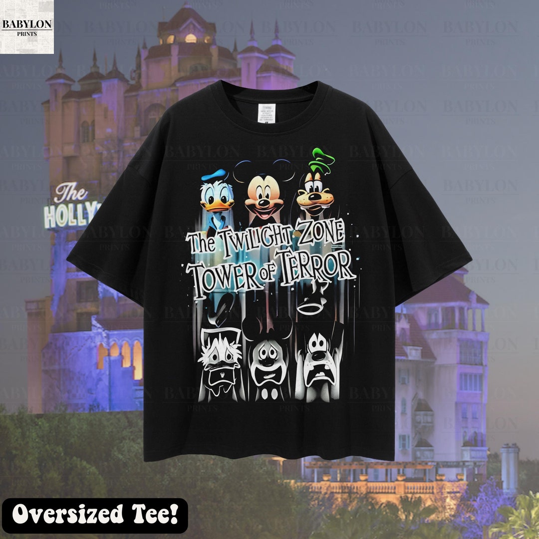 Oversized Mickey and Friends Tower of Terror Shirt, Mickey