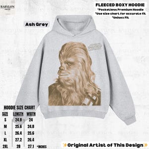 Vintage Star Wars Chewbacca T-shirt: Chewbacca Star Wars Hoodie, Star Wars Sweatshirt, Empire Strikes Back T-shirt, Disneyworld Star Wars-present Boxy Hoodie: Ash