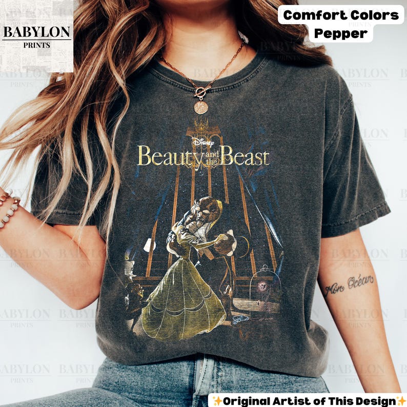 Vintage Disney Skönheten och Odjuret-skjorta, Belle Princess-skjorta, saga lika gammal som tiden, Disneyland Walt Disneyworld-resa, Belle Beast-skjorta bild 5
