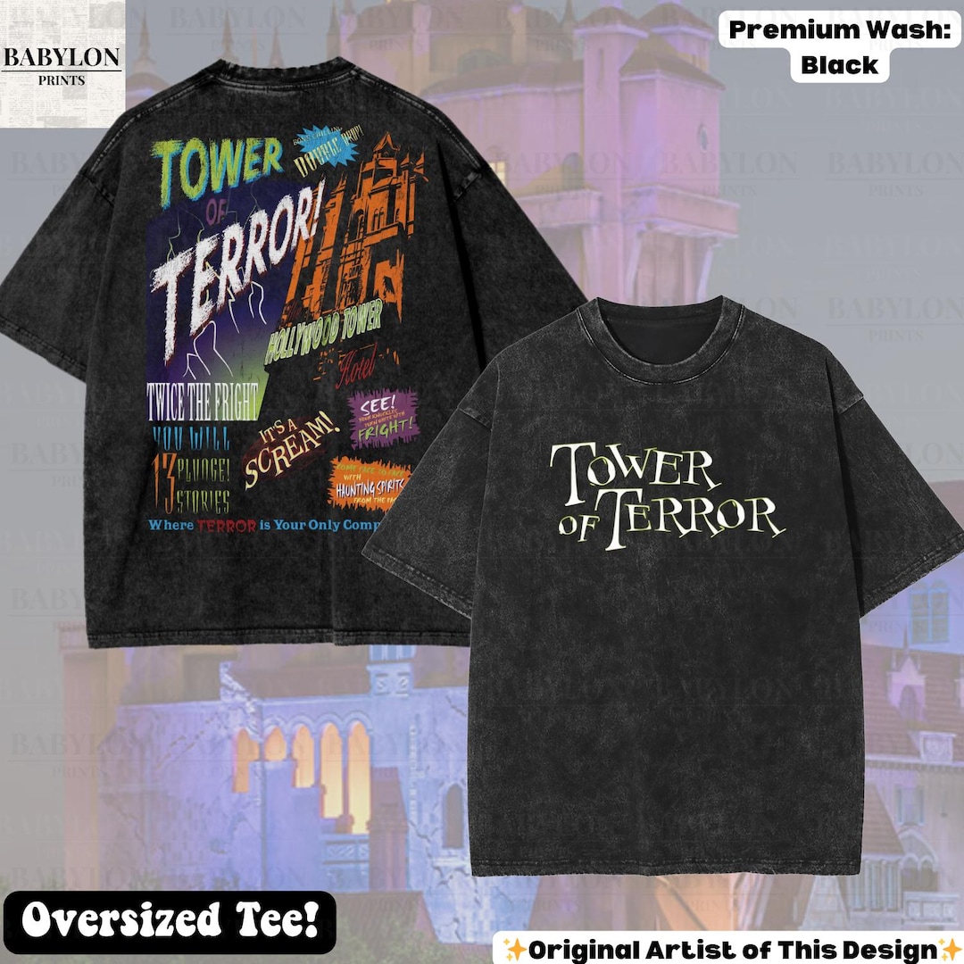 Oversized Tower of Terror T-shirt: Front Back Print Shirt, Disney