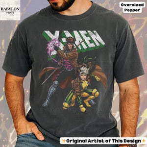 Oversized Gambit and Rogue X-Men Shirt: Marvel Rogue Tee, X-Men Mutant Shirt, Retro X-Men 97 Shirt, X-Men Comic Gambit Rogue Marvel Gift Tee image 16
