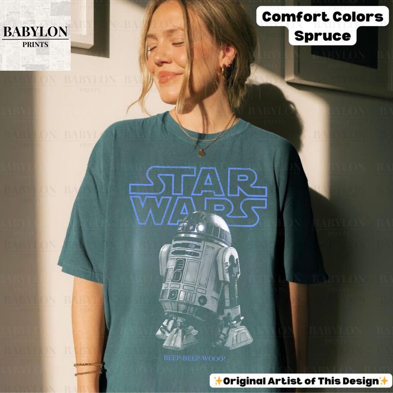 Vintage Star Wars R2D2 Shirt: Retro Star Wars Droids T-Shirt, Disney World T-Shirt, R2-D2 Hoodie, Mai der 4 ComfortColor-Spruce