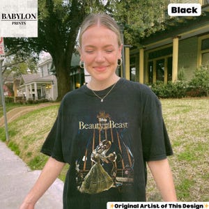 Vintage Disney Skönheten och Odjuret-skjorta, Belle Princess-skjorta, saga lika gammal som tiden, Disneyland Walt Disneyworld-resa, Belle Beast-skjorta Classic Unisex Crewneck T-shirt - Black