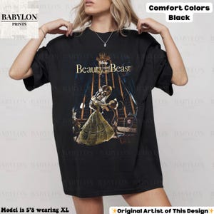 Vintage Disney Skönheten och Odjuret-skjorta, Belle Princess-skjorta, saga lika gammal som tiden, Disneyland Walt Disneyworld-resa, Belle Beast-skjorta ComfortColor-Black