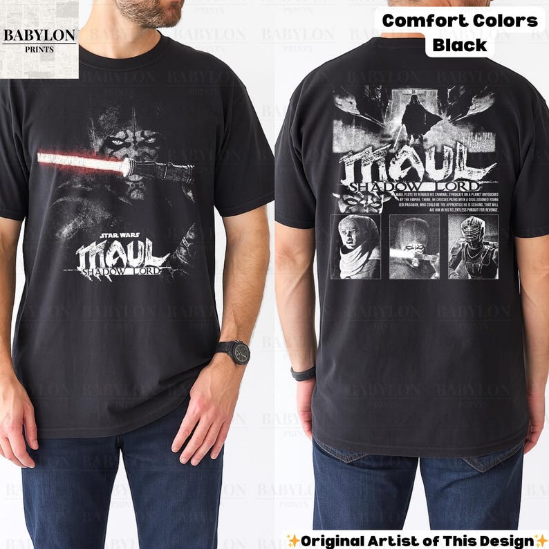 Vintage Darth Maul Shadow Lord Shirt: Star Wars Darth Maul Hoodie, Star Wars Clone Wars Tee, Maul Sweatshirt, Disneyworld Sith Lord Shirt Classic Unisex Crewneck T-shirt - Black
