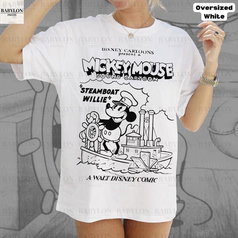 Stor Steamboat Willie-skjorta: Retro Disney Musse Pigg tecknad t-shirt Magic Kingdom T-shirt Steamboat Musse Pigg-skjorta Disneyland-skjorta bild 8