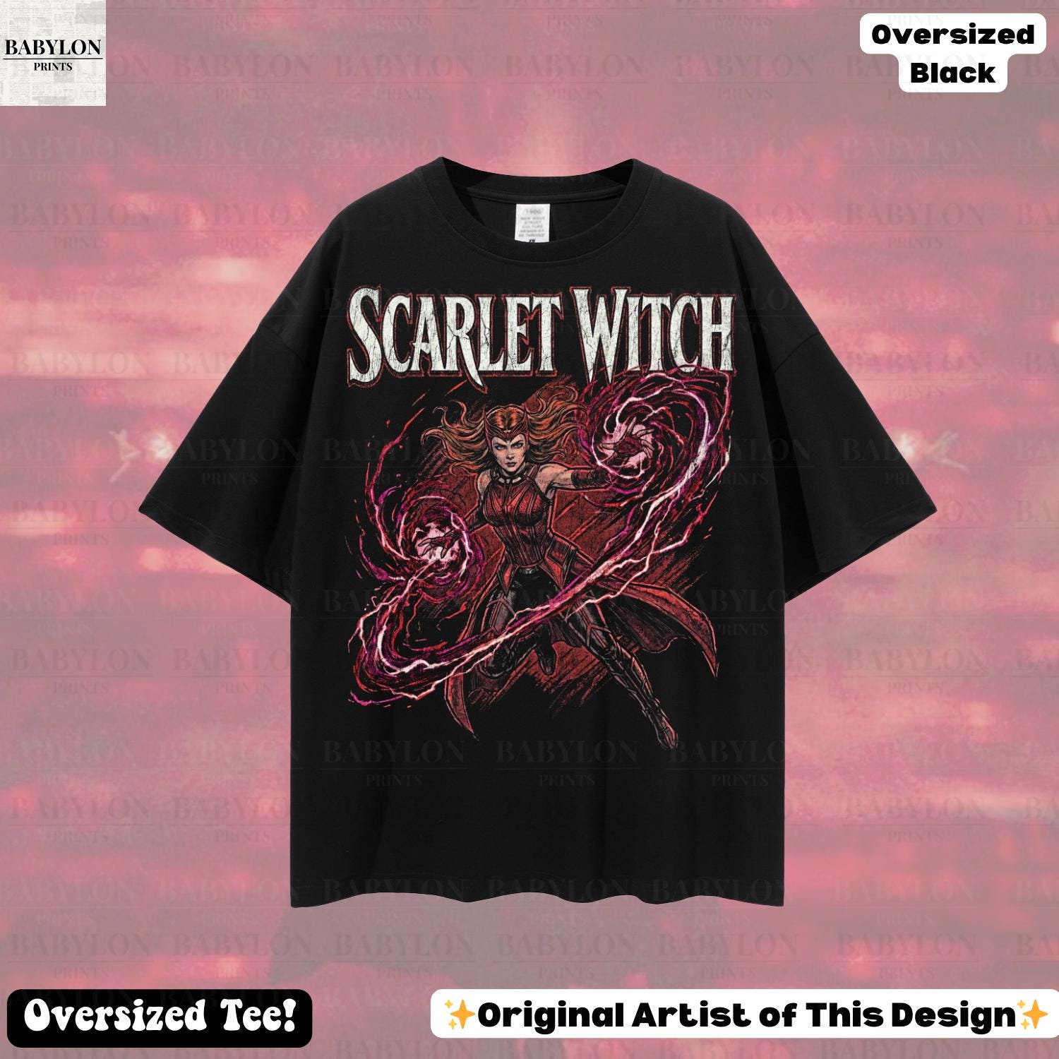 Oversized Scarlet Witch Marvel Shirt: Retro Marvel Comics Hoodie