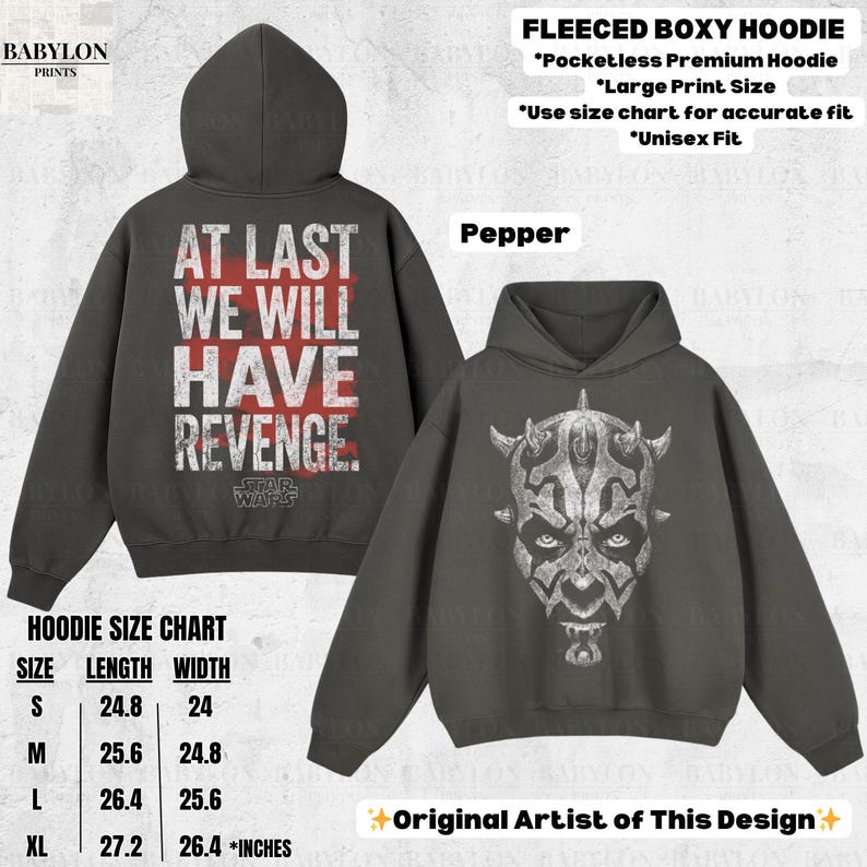 Vintage Darth Maul Star Wars-shirt: Darth Maul Shadow Lord hoodie, Clone Wars-T-shirt, Star Wars Phantom Menace-sweater, Disneyworld-shirt Boxy Hoodie: Pepper