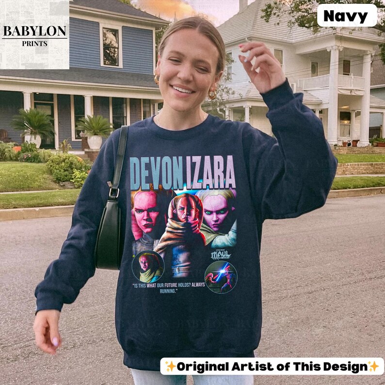 Maglietta vintage Devon Izara Maul Shadow Lord: Felpa con cappuccio Star Wars Devon Izara, Felpa Star Wars Devon Izara, Maglietta Disneyworld Clone Wars Classic Unisex Crewneck Sweatshirt - Navy