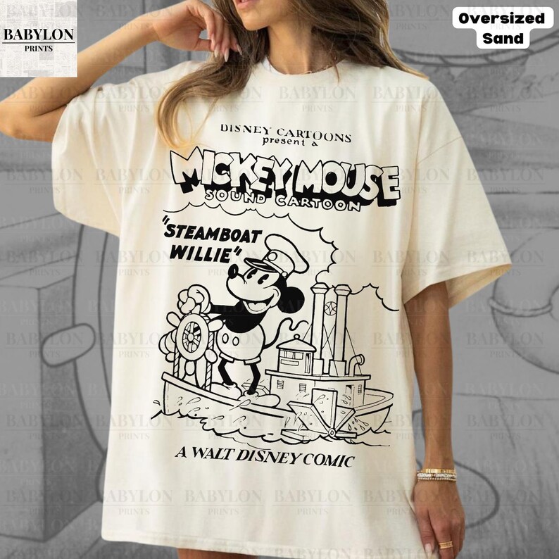 Stor Steamboat Willie-skjorta: Retro Disney Musse Pigg tecknad t-shirt Magic Kingdom T-shirt Steamboat Musse Pigg-skjorta Disneyland-skjorta bild 10