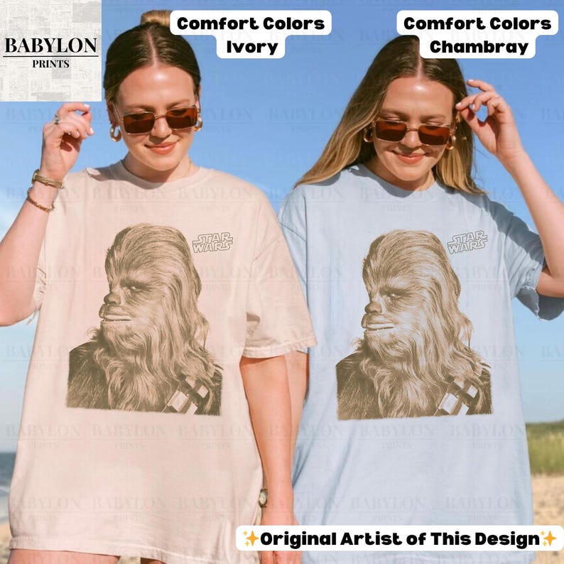 Vintage Star Wars Chewbacca T-shirt: Chewbacca Star Wars Hoodie, Star Wars Sweatshirt, Empire Strikes Back T-shirt, Disneyworld Star Wars-present ComfortColorChambray