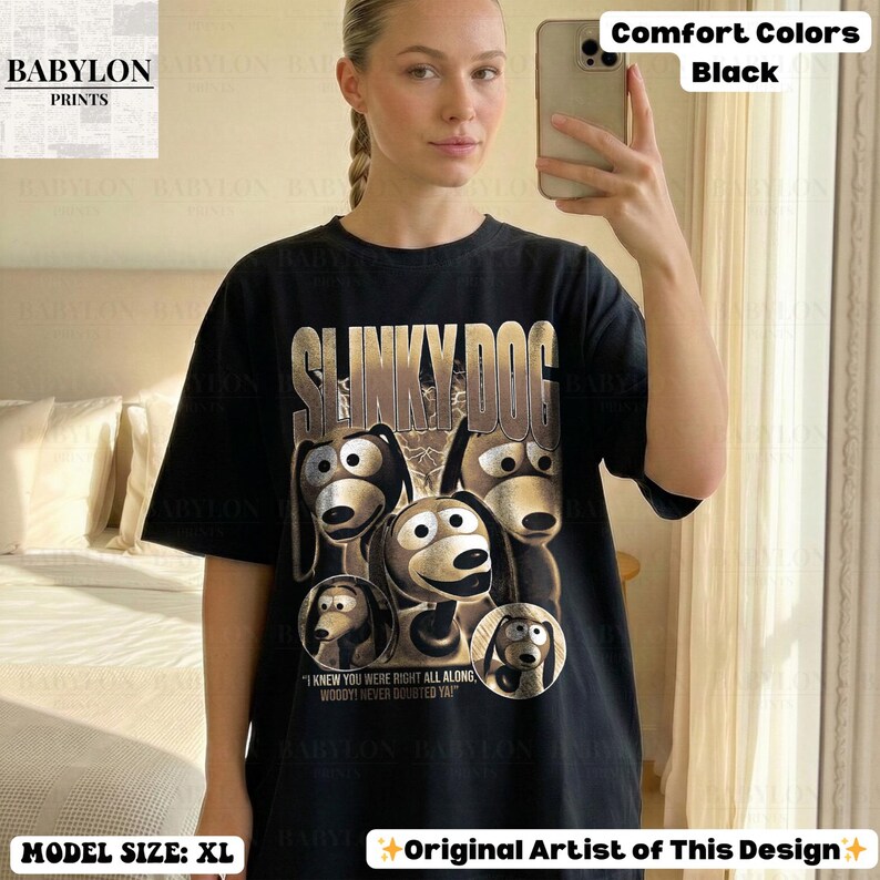 Vintage Slinky Dog Toy Story Shirt: Toy Story 5 T-Shirt, Disneyland Shirt, Disneyland Pixar Pier Tee, Disneyworld matching family shirts ComfortColor-Black