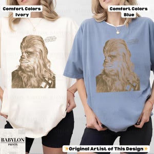 Vintage Star Wars Chewbacca T-shirt: Chewbacca Star Wars Hoodie, Star Wars Sweatshirt, Empire Strikes Back T-shirt, Disneyworld Star Wars-present ComfortColor-Blue