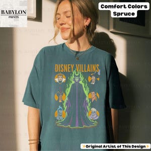 Vintage Disney Villains Shirt: Maleficent Sweatshirt, Retro Evil Queen Jafar Hades Ursula T-Shirt, Disneyworld Villain Shirt, Disney Gifts ComfortColor-Spruce