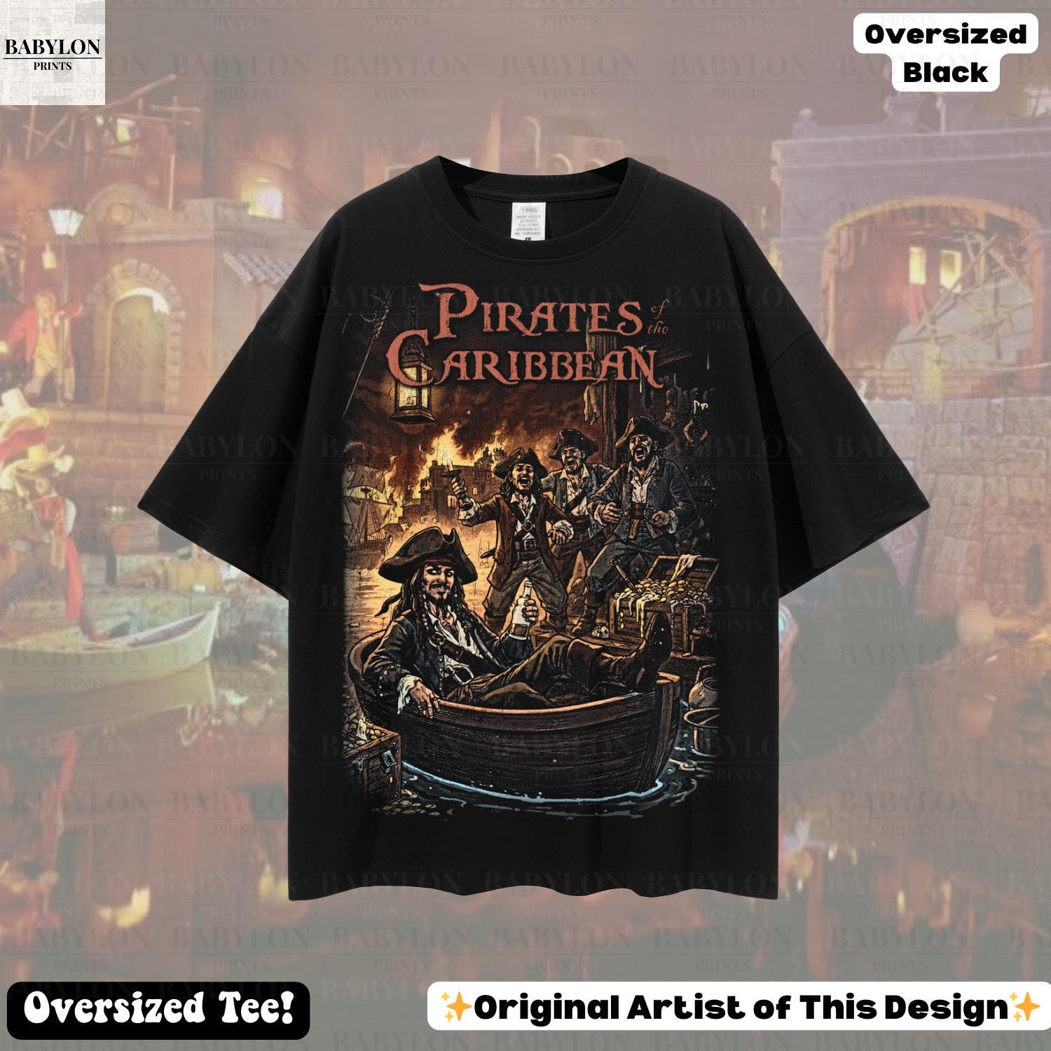 Oversized Pirates of the Caribbean T-shirt: Disneyworld Ride Tee