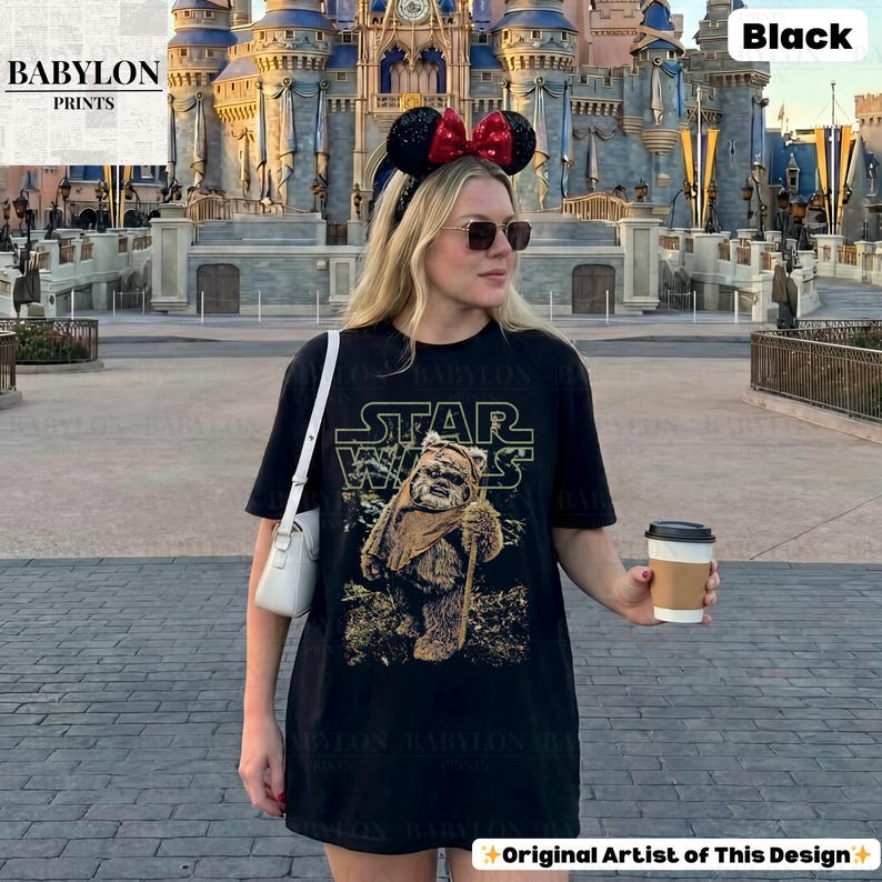 Vintage Ewok Star Wars Shirt: Return of the Jedi Tee, Retro Star Wars Endor Sweatshirt, Disneyworld Galaxys Edge Shirt, Disneyland Hoodie Classic Unisex Crewneck T-shirt - Black