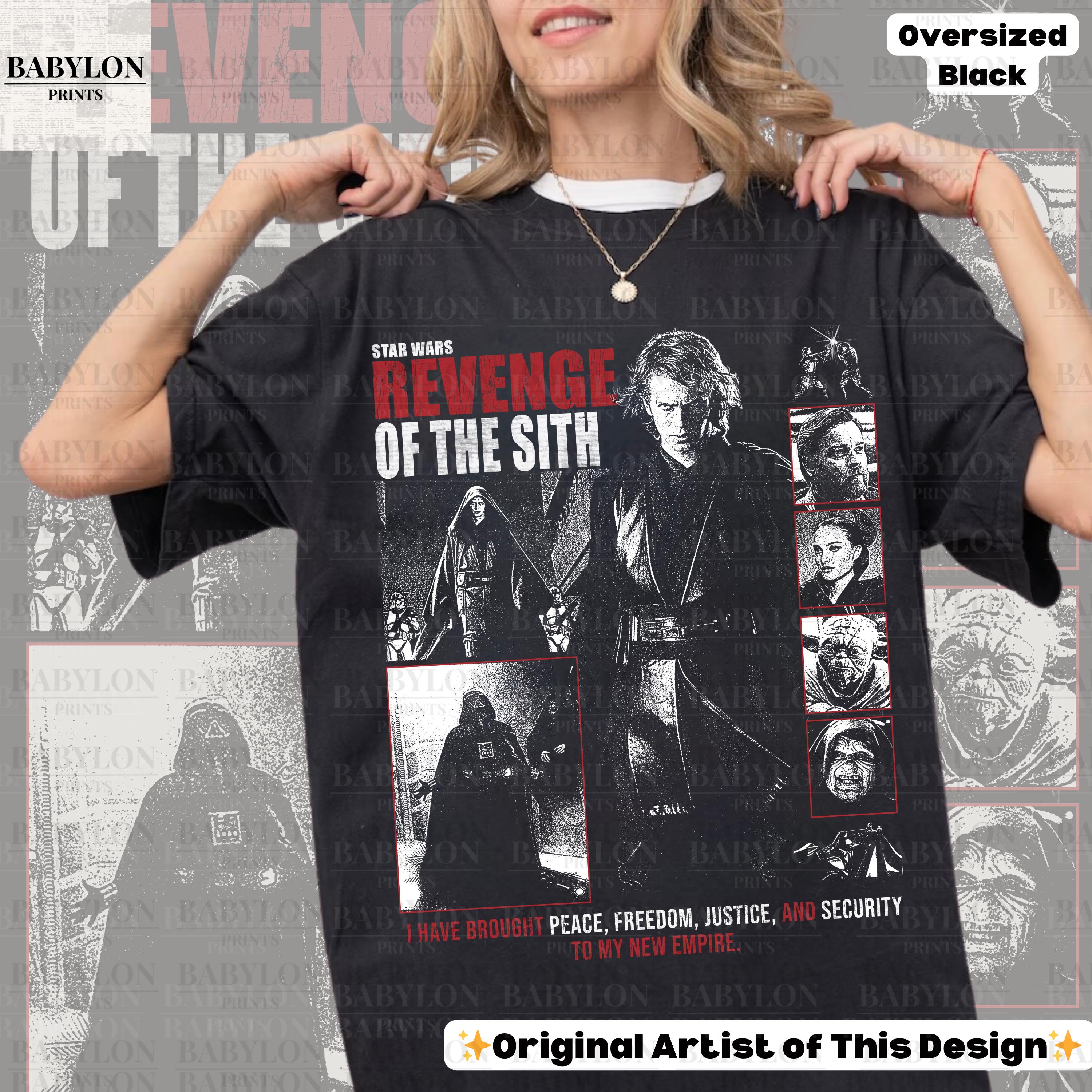 特大サイズのスター・ウォーズ シスの復讐Tシャツ：レトロなアナキン 