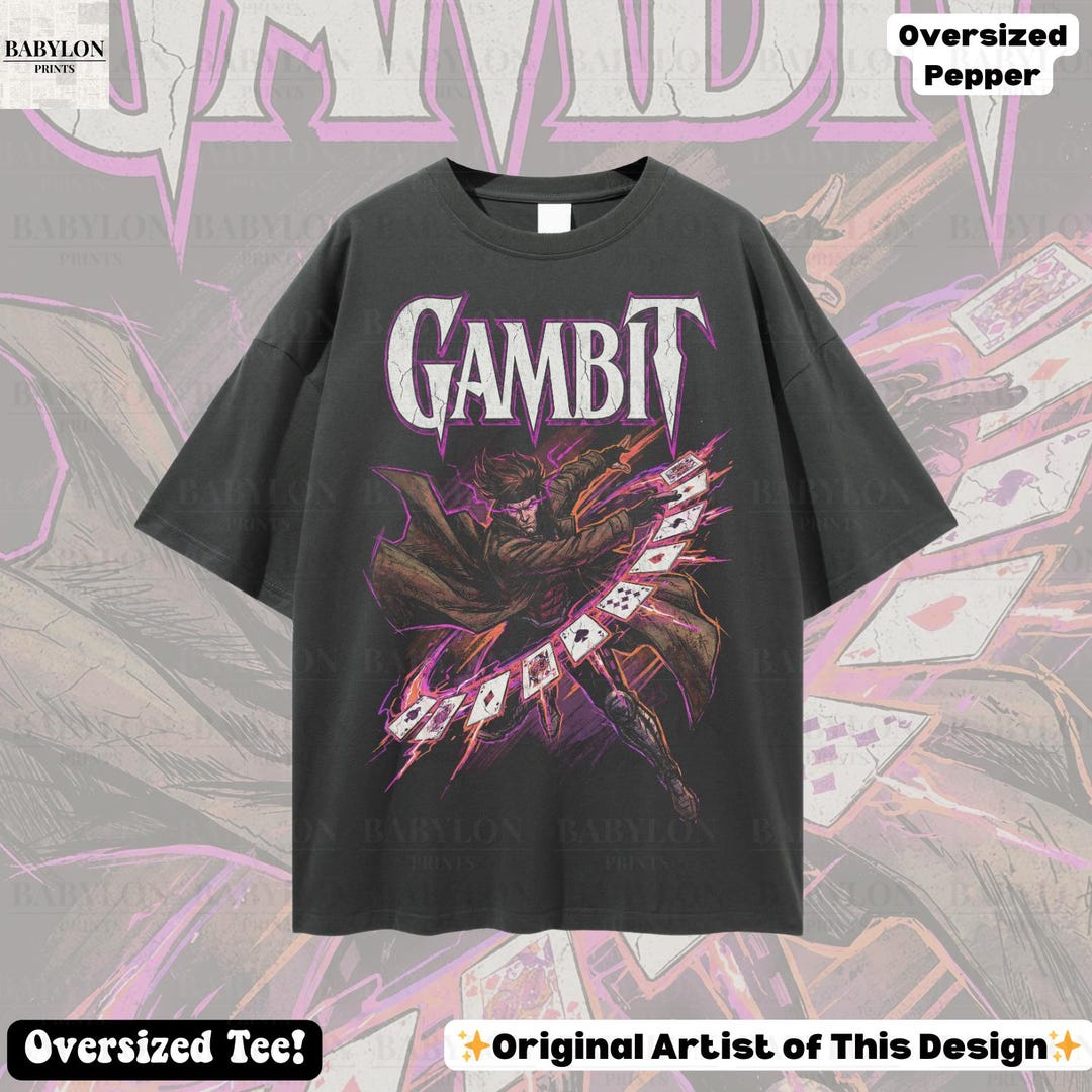 Oversized Gambit X-men Shirt: Marvel Mutant Graphic Tee, Gambit