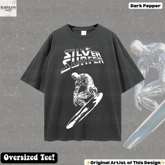 Oversized Silver Surfer T Shirt Fantastic Four Comic Tee Retro