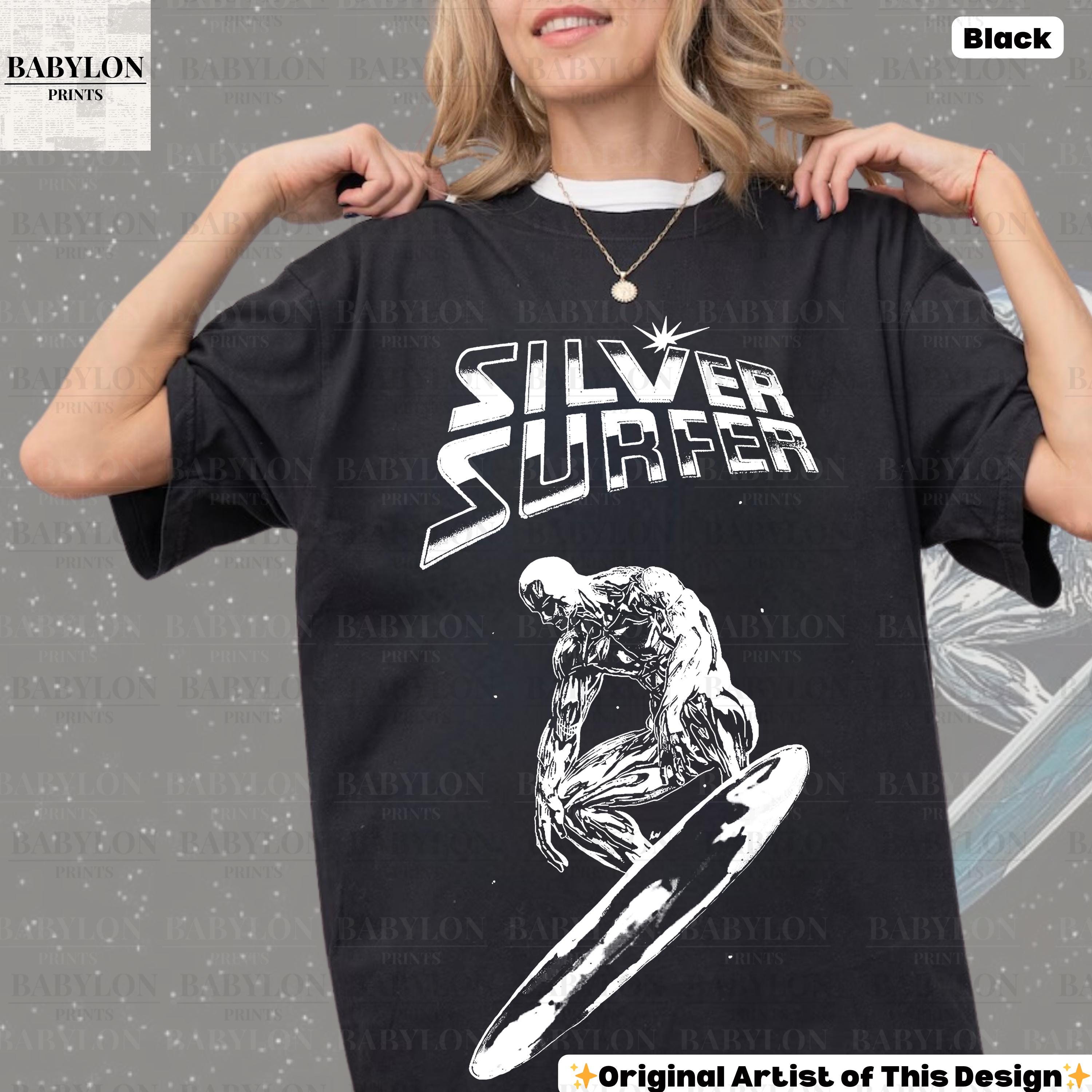 Oversized Silver Surfer T Shirt Fantastic Four Comic Tee Retro