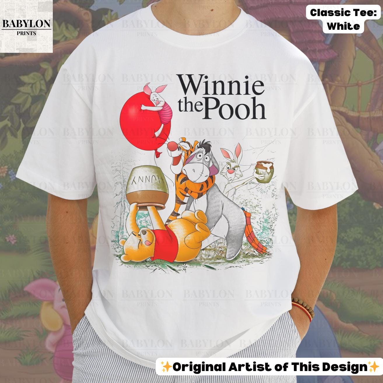 特大サイズのくまのプーさんTシャツ：ヴィンテージのくまのプーさんと 