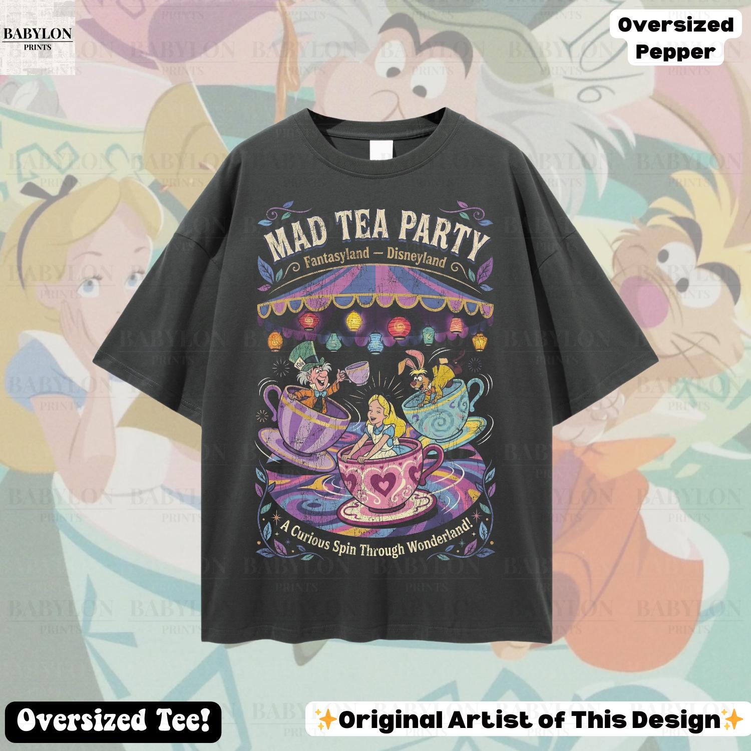 Oversized Alice Mad Tea Party Shirt: Alice in Wonderland Shirt
