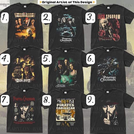 Vintage Pirates of the Caribbean Character Group T Shirts, Curse