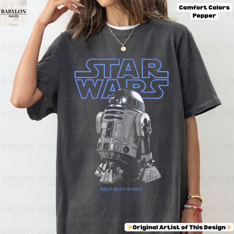 Vintage Star Wars R2D2 Shirt: Retro Star Wars Droids T-Shirt, Disney World T-Shirt, R2-D2 Hoodie, Mai der 4 ComfortColor-Pepper