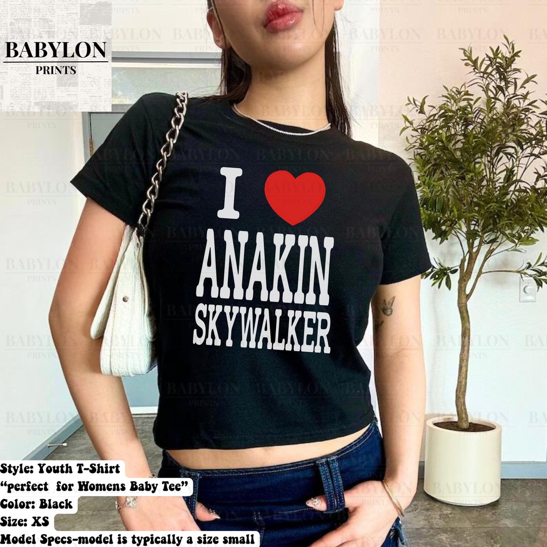 I Love Anakin Skywalker Y2K Baby Tee | Star Wars Baby Tee, Clean Girl Aesthetic Shirt, Funny Baby Tee, Cute Star Wars Baby Tee, 90s Baby Tee