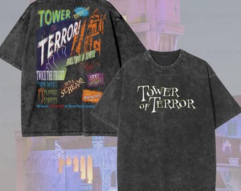 Oversized Tower of Terror T-shirt: Front Back Print Shirt, Disney