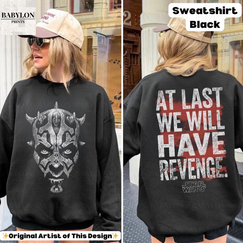 Vintage Darth Maul Star Wars-shirt: Darth Maul Shadow Lord hoodie, Clone Wars-T-shirt, Star Wars Phantom Menace-sweater, Disneyworld-shirt Classic Unisex Crewneck Sweatshirt - Black