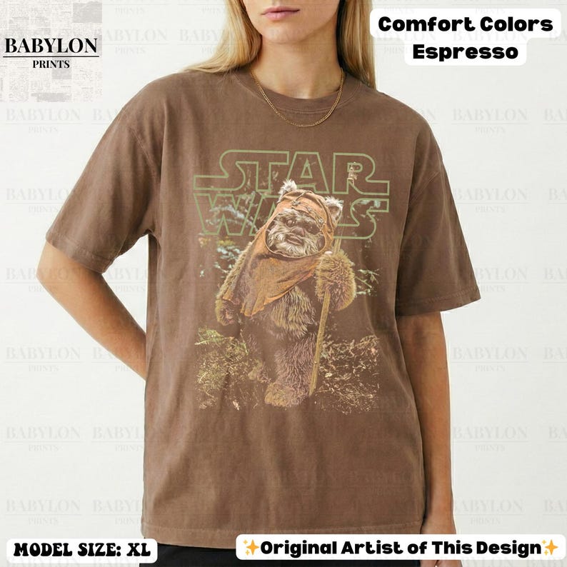 Vintage Ewok Star Wars Shirt: Return of the Jedi Tee, Retro Star Wars Endor Sweatshirt, Disneyworld Galaxys Edge Shirt, Disneyland Hoodie ComfortColorEspresso