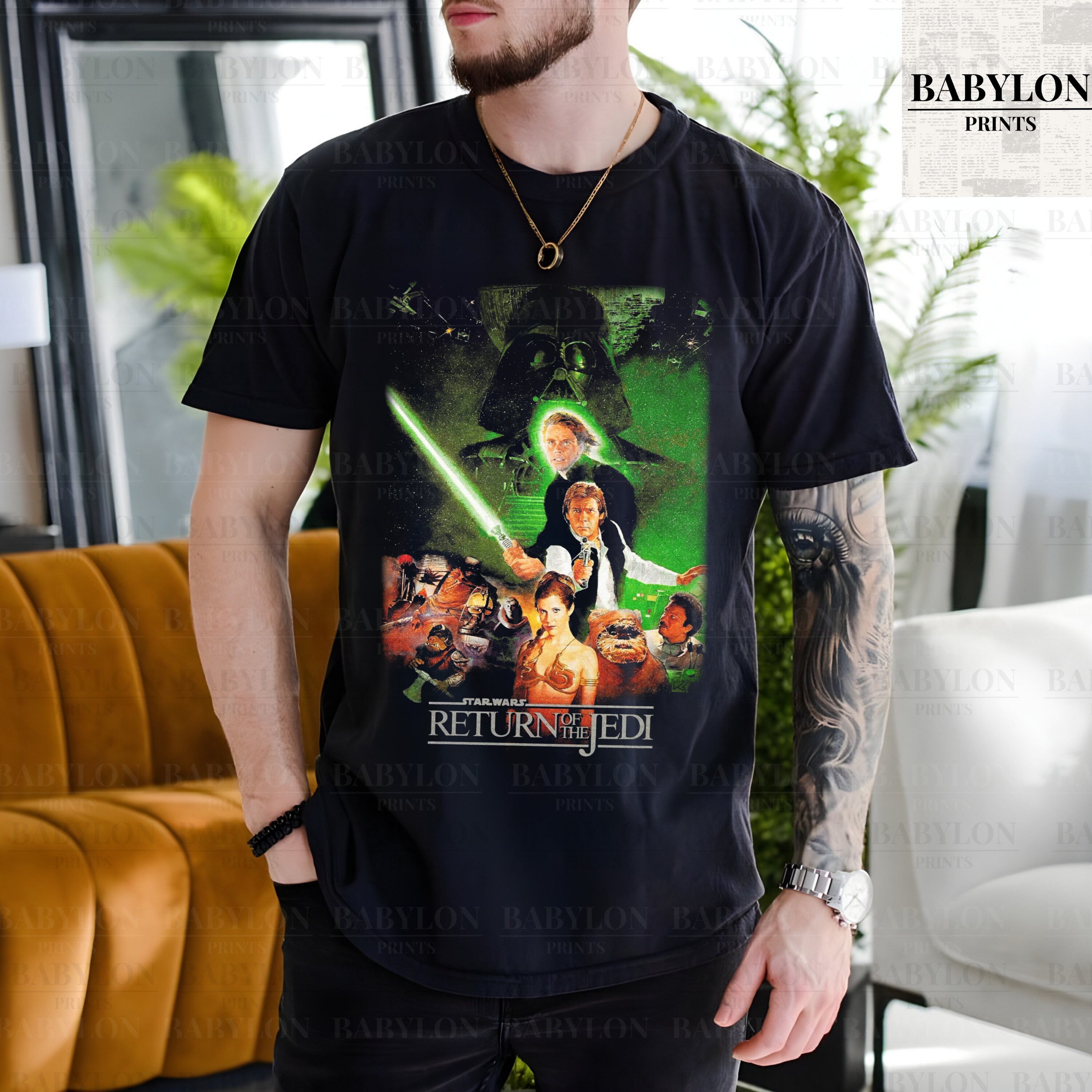 T-shirt Star Wars Yoda Nera - Maglietta Uomo 100% Cotone Con Grafica Jedi
