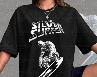 Oversized Silver Surfer T Shirt Fantastic Four Comic Tee Retro