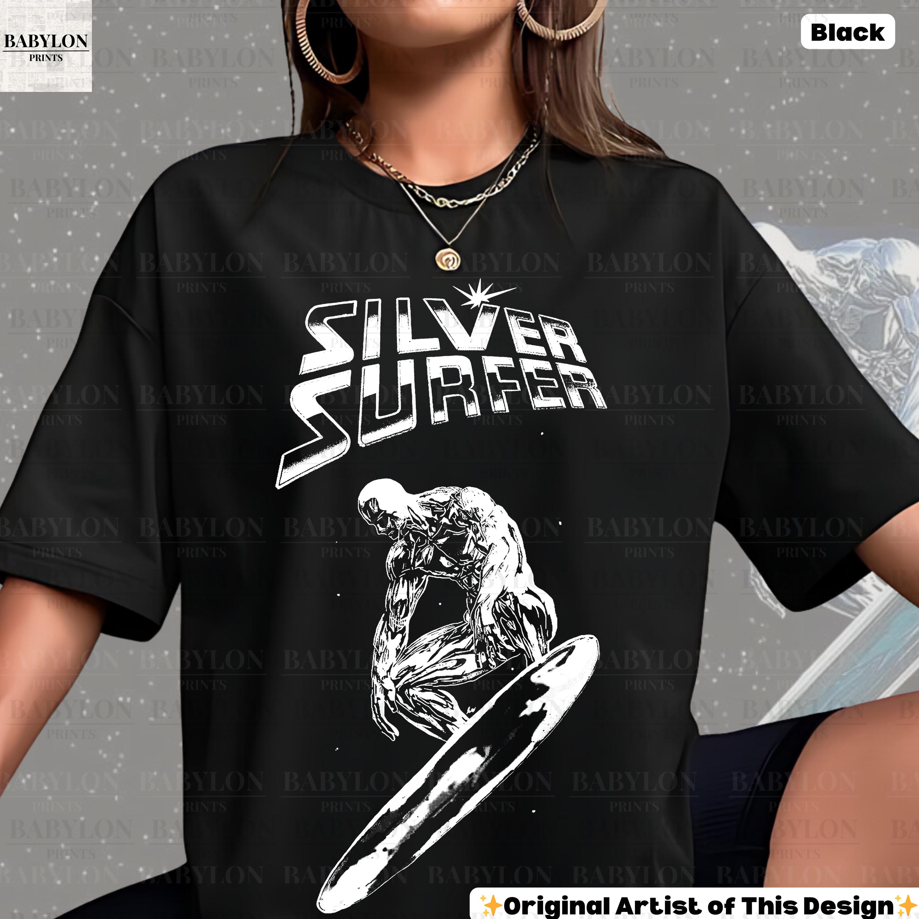 Oversized Silver Surfer T Shirt Fantastic Four Comic Tee Retro