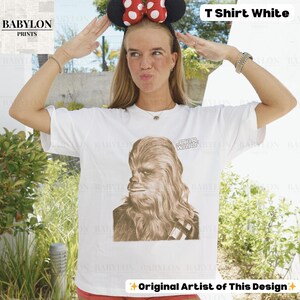 Vintage Star Wars Chewbacca T-shirt: Chewbacca Star Wars Hoodie, Star Wars Sweatshirt, Empire Strikes Back T-shirt, Disneyworld Star Wars-present Classic Unisex Crewneck T-shirt - White