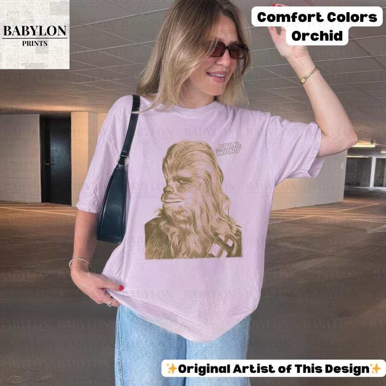 Vintage Star Wars Chewbacca T-shirt: Chewbacca Star Wars Hoodie, Star Wars Sweatshirt, Empire Strikes Back T-shirt, Disneyworld Star Wars-present ComfortColor-Orchid