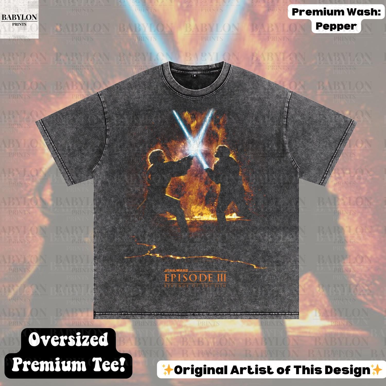 Oversized Revenge of the Sith Duel T Shirt Anakin Skywalker Obi